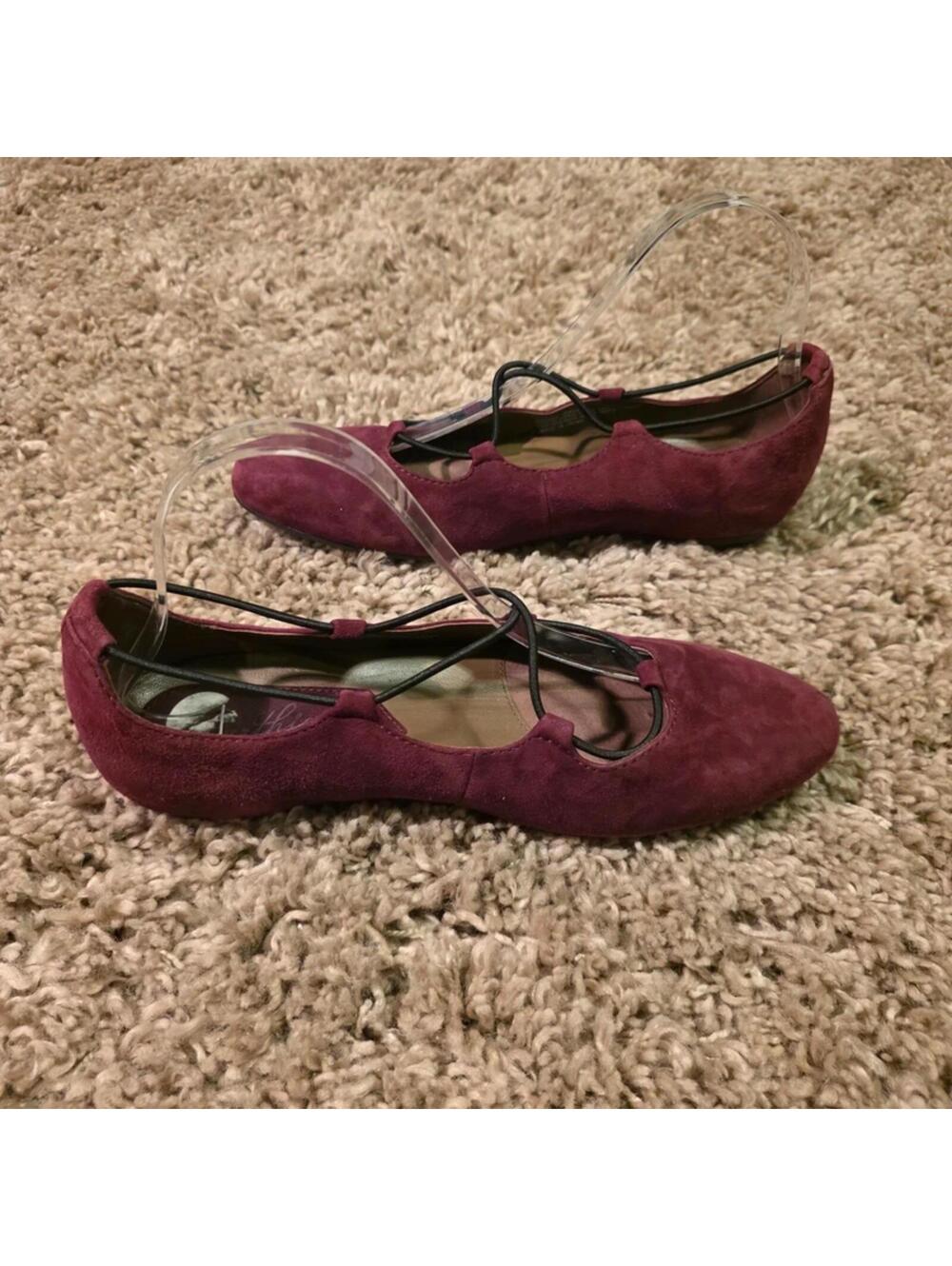 Earth Earthies Y2K Maroon Suede Leather ballet flats sz 8 US - Picture 3 of 8